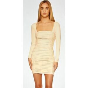 Susana Monaco Ruched Long Sleeve Dress - Blanched Almond - Size XS